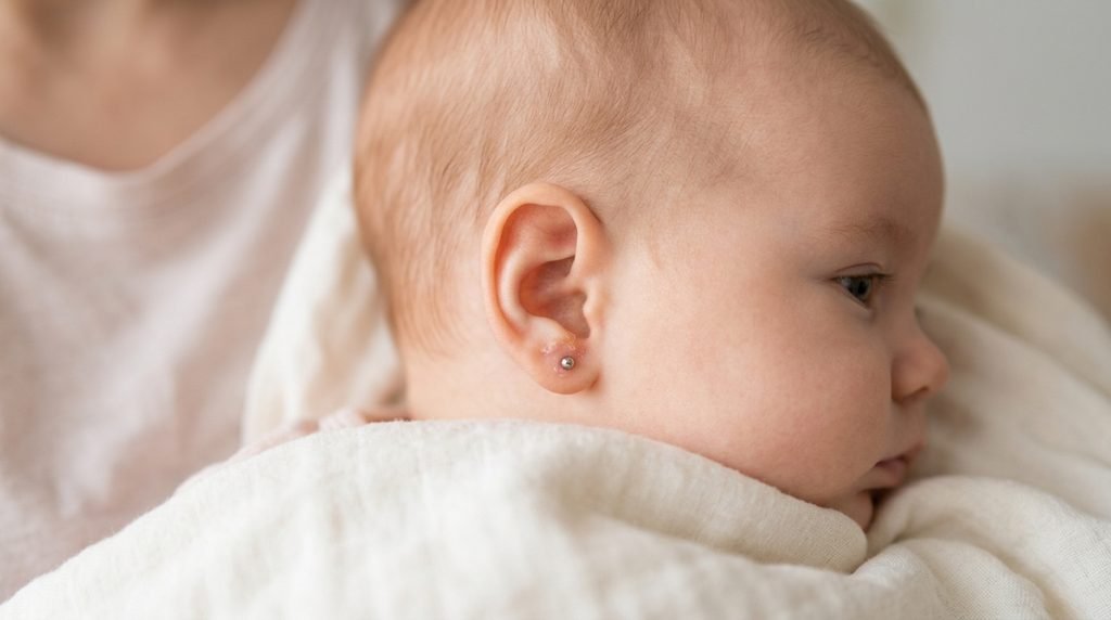 What Is Normal While a Baby's Ear Piercing Heals?