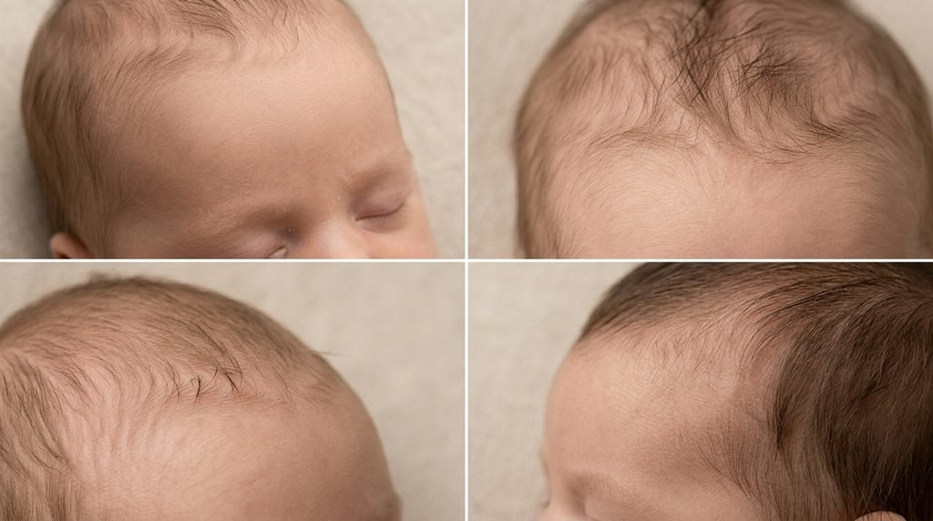 Four hairline illustrations showing different meanings when asking are baby hairs a sign of balding.